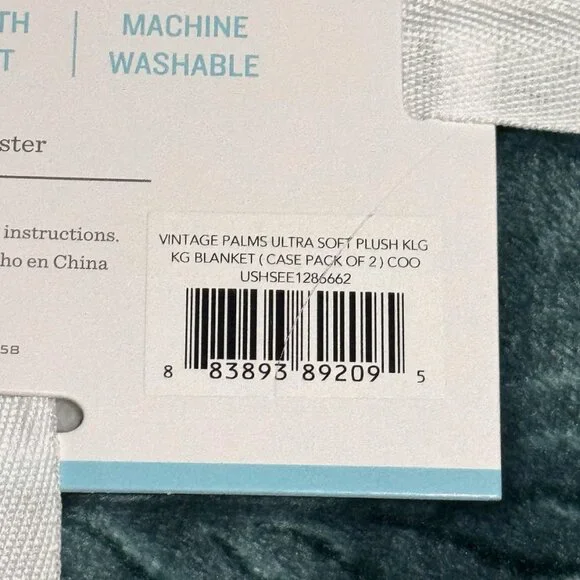 Tommy Bahama Green Vintage Palms KING Blanket Swaying Fronds Plush Micro Fleece